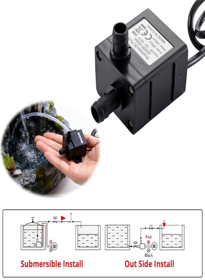 hiBCTR 10-Pack 12V Brushless Water Pump 240L/H 3M Lift, 4.2W Ultra-Quiet Submersible Pump for Aquariums/Fish Tanks/Swimming Pools (DC 12V, 240 Liters/Hour) - Image 2